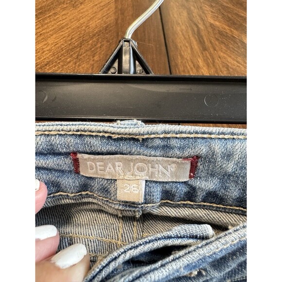 Dear John "Erin Slim Straight" Jeans Distressed Women’s Size 26 Striped Sides - Picture 11 of 12
